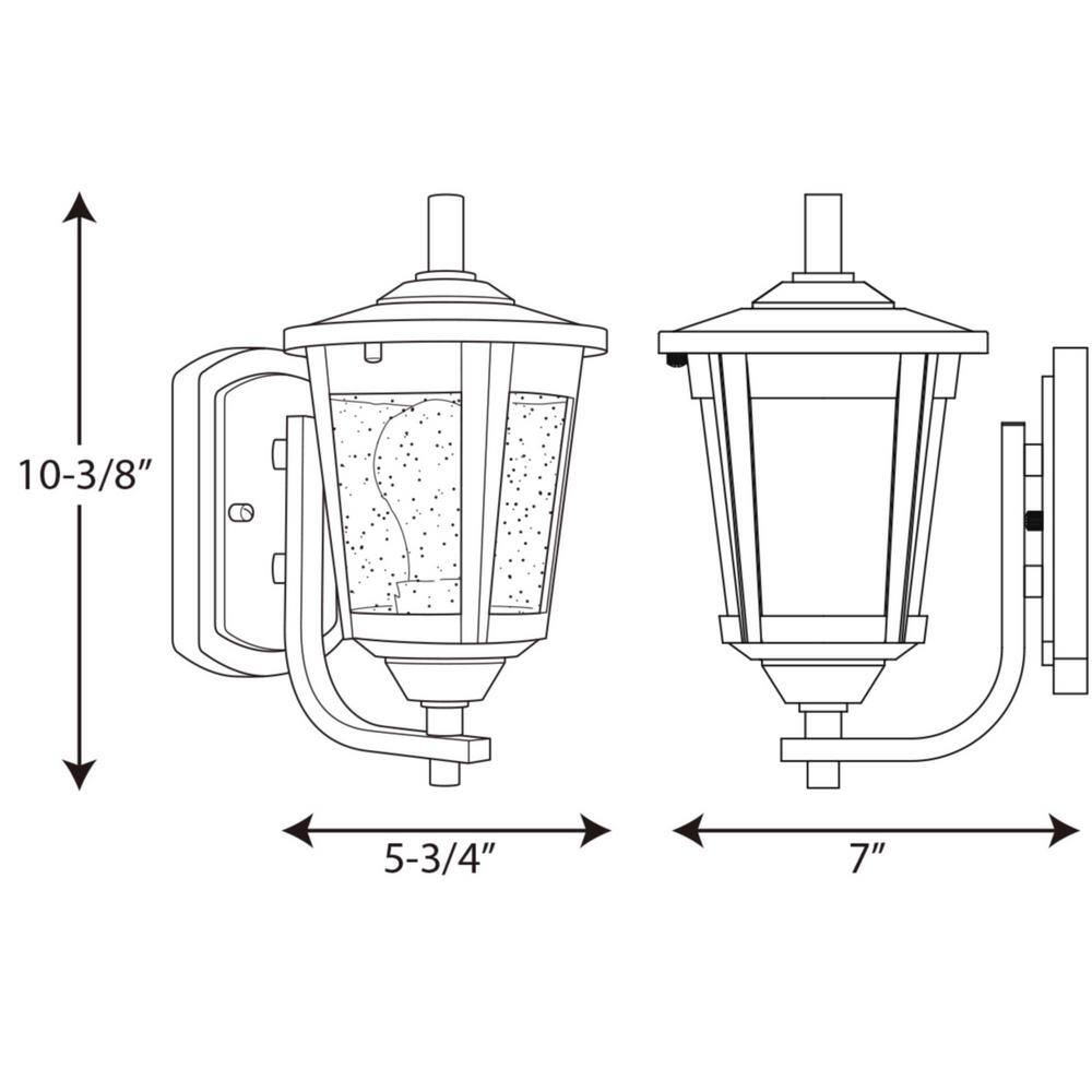 East Haven Black and Bronze Outdoor Wall Lantern with Seeded Glass