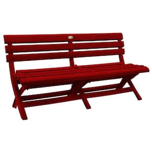 Westport Commercial Folding 3-Person Resin Bench in Barn Red