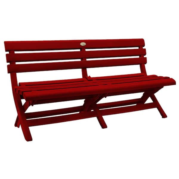 Grosfillex Westport Commercial Folding 3-Person Resin Bench in Barn Red