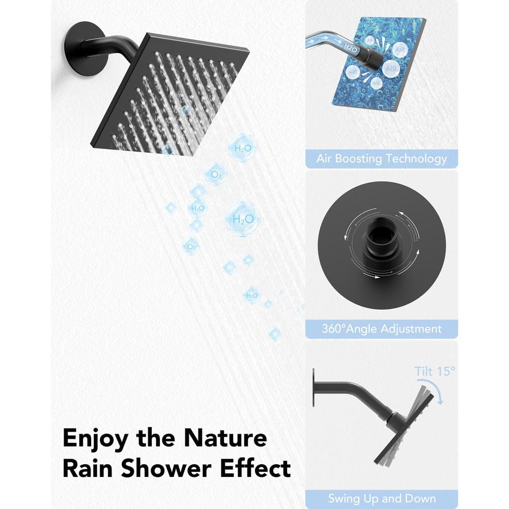 Matte Black Dual Shower System with LCD Display and Handheld
