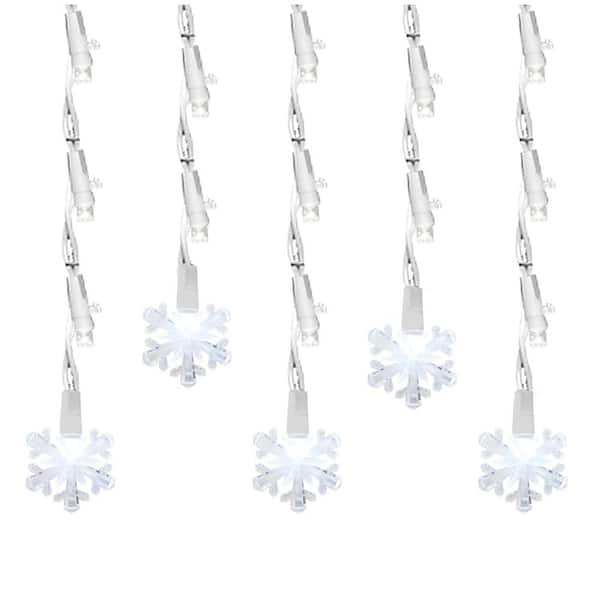 Brite Star 6.25 ft. 60-Count Pure White Christmas LED Icicle with Snowflake