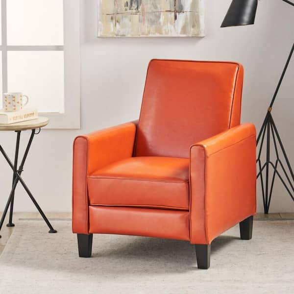 CHRISTOPHER KNIGHT HOME Orange PU Leather Classic Push Back Recliner Accent Armchair for Living room, Bedroom and Office