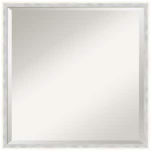 Paige White Silver 21 in. W x 21 in. H Beveled Modern Square Wood Framed Wall Mirror in White