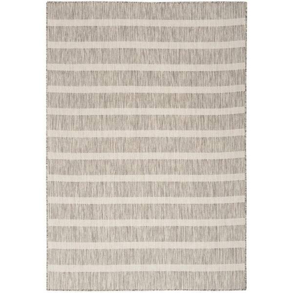 Positano Grey Ivory 5 ft. x 7 ft. Stripes Contemporary Area Rug