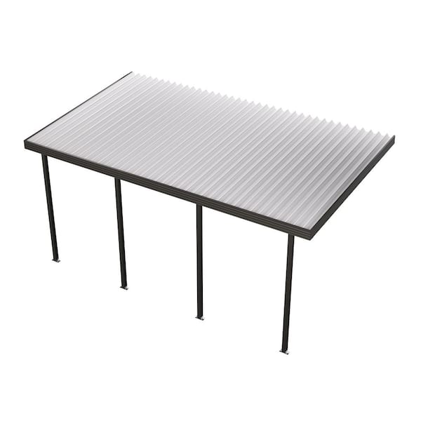 Integra 30 ft. x 8 ft. Dark Bronze Aluminum Frame White Roof Patio Cover, 20 lbs. Snow Load