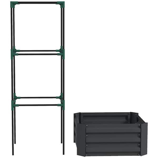 24 in. x 24 in. x 11.75 in. Galvanized Steel Raised Garden Bed, Dark Gray