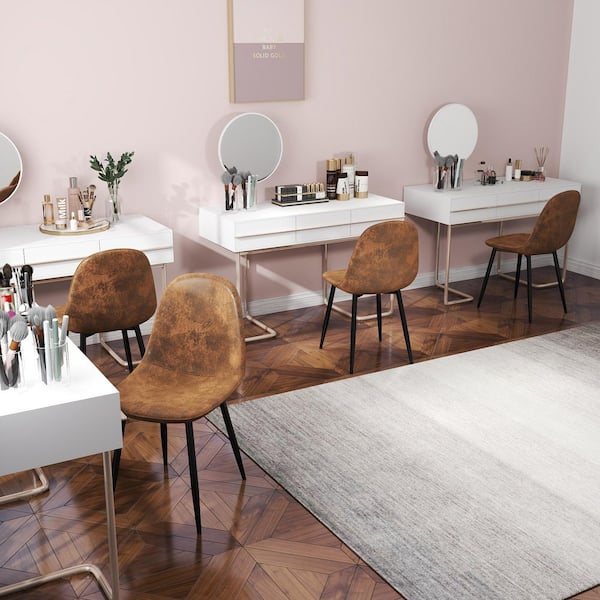 brown dressing table chair Amazon.com: TBWFRD Makeup Desk Chair Vanity Table with Flip-top Type Vanity Mirror, 3-Drawer Makeup Vanity Desk & Pull-Out Storage Stool, Modern Elegant Brown Wooden Dressing Table : Home & Kitchen