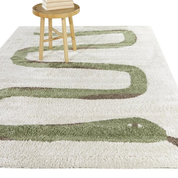 Serpieri Cream 5 ft. x 7 ft. Snake Area Rug