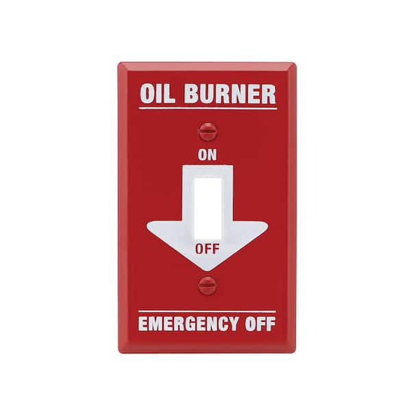 1-Gang Red Toggle Emergency Oil Burner Wall Plate
