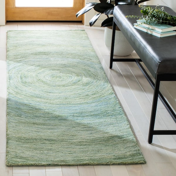 Ikat 2 ft. x 8 ft. Sage/Green Abstract Runner Rug