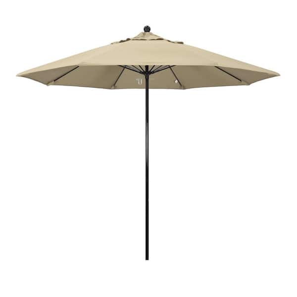 California Umbrella 9 ft. Black Fiberglass Commercial Market Patio ...