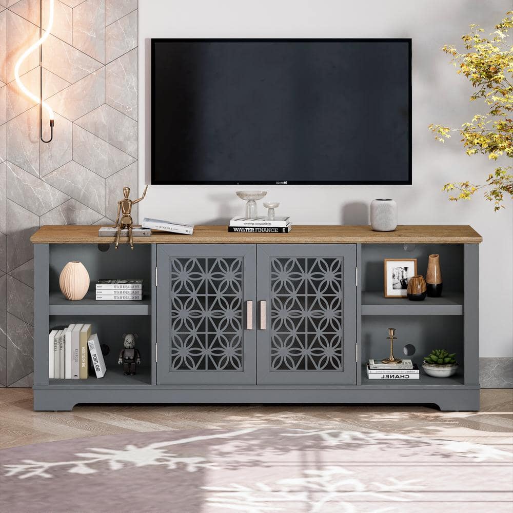 FESTIVO 70 in. Gray TV Stand for TV up to 75 in.