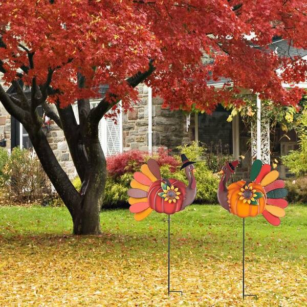 OGETFUUR 2-Piece 15 x 34.6 in. Metal Thanksgiving Turkey