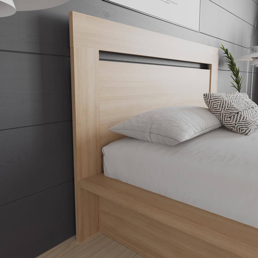 Full Natural Blonde Oak Wood Headboard