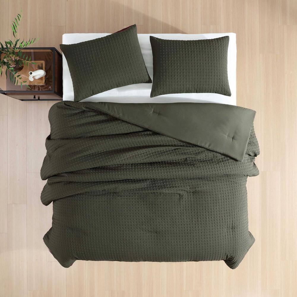Houndstooth Green Embossed Twin Bedspread Set