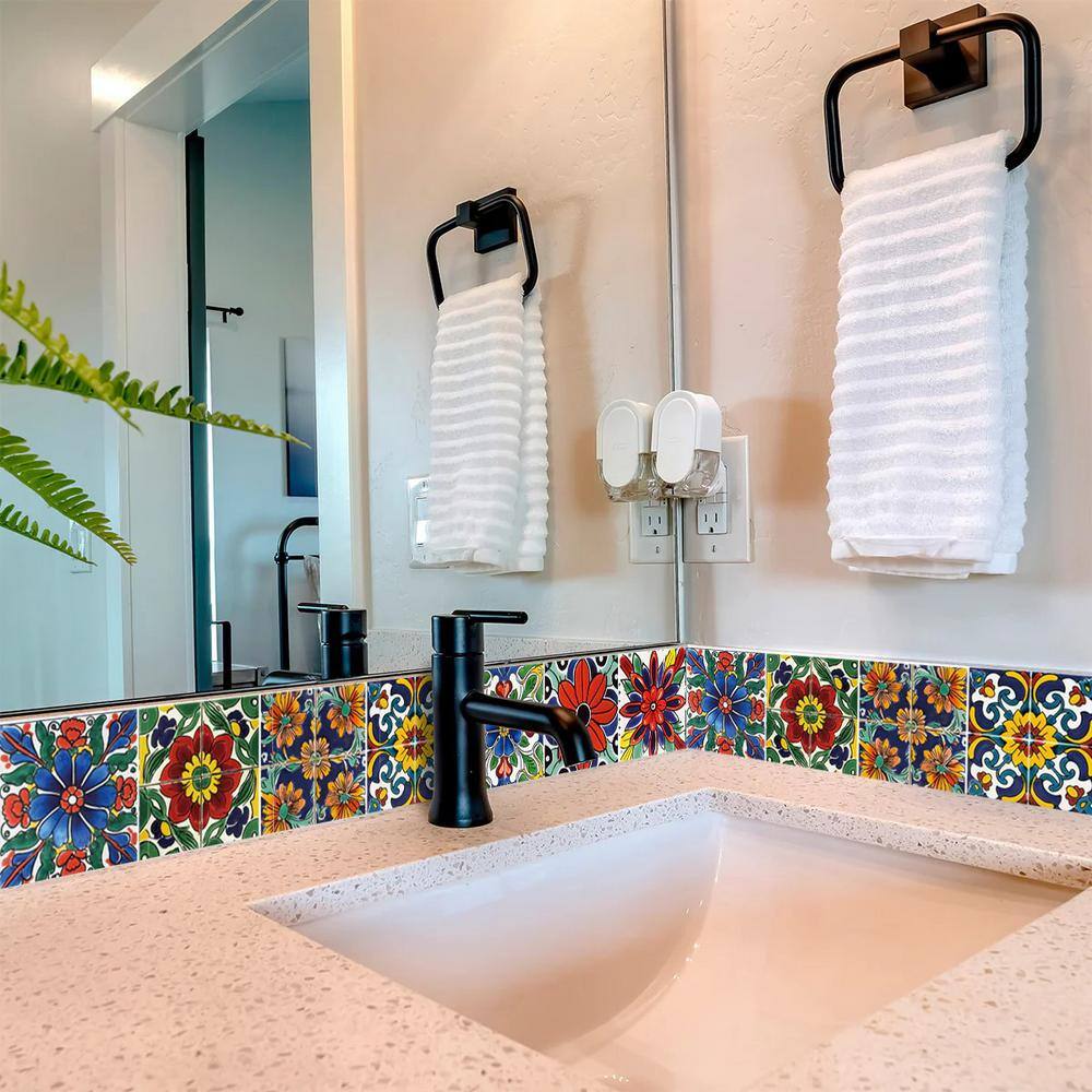 Colorful 4x4-inch Vinyl Peel and Stick Mosaic Tile Set