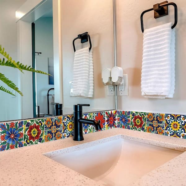 Green, Blue, Red and Yellow C18 8 in. x 8 in. Vinyl Peel and Stick Tile (24-Tiles, 10.67 sq. ft. /1-Pack)