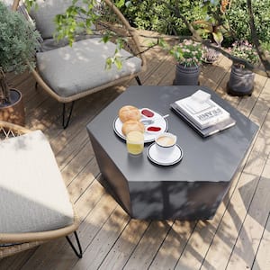41 in. Indoor and Outdoor Patio Mgo Concrete Coffee Table in a Dark Gray Hexagon Design
