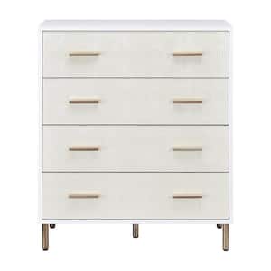 Myles 4-Drawer White, Champagne and Gold Chest of Drawers (37 in H. X 32 in W X 16 in D.)