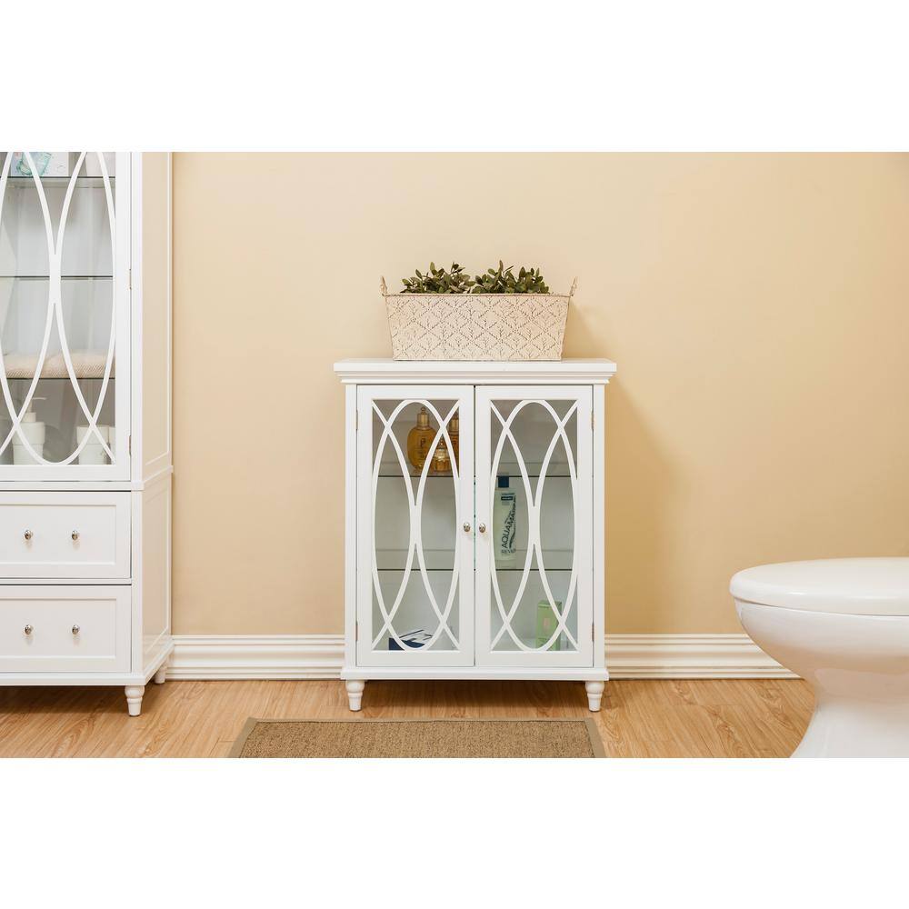 Elegant Florence White Wooden Floor Cabinet with Adjustable Glass Shelves