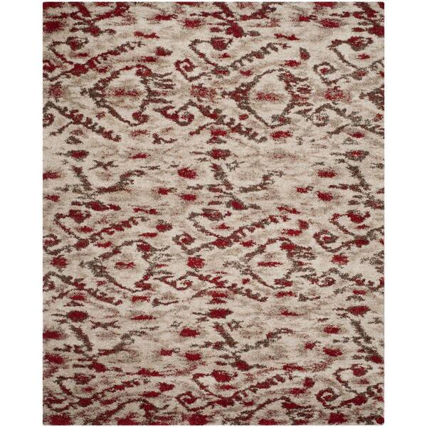 Safavieh Tibetan Shag Ivory/Red 8 ft. x 10 ft. Area Rug