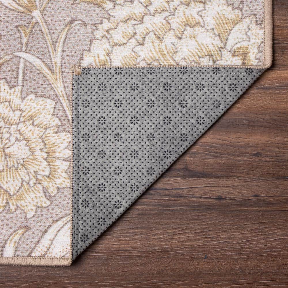 Kalini Gray Floral Machine Washable 5' x 7' Rug