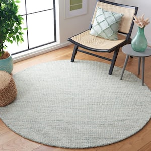 Abstract Green/Ivory 8 ft. x 8 ft. Modern Crosshatch Round Area Rug