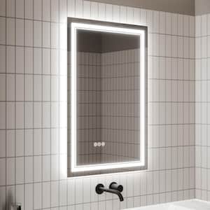 24 in. W x 36 in. H Rectangular Frameless Anti-Fog Backlit Front Lighted Wall LED Bathroom Vanity Mirror, Tempered Glass