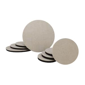 (4) 7 in. and (4) 3-1/2 in. Beige and Black Round Felt Heavy Duty Furniture Slider Pads for Hard Floors (8-Pack)