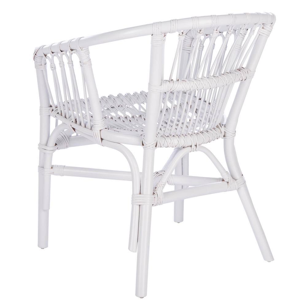 Sustainably Sourced White Rattan Accent Chair Set