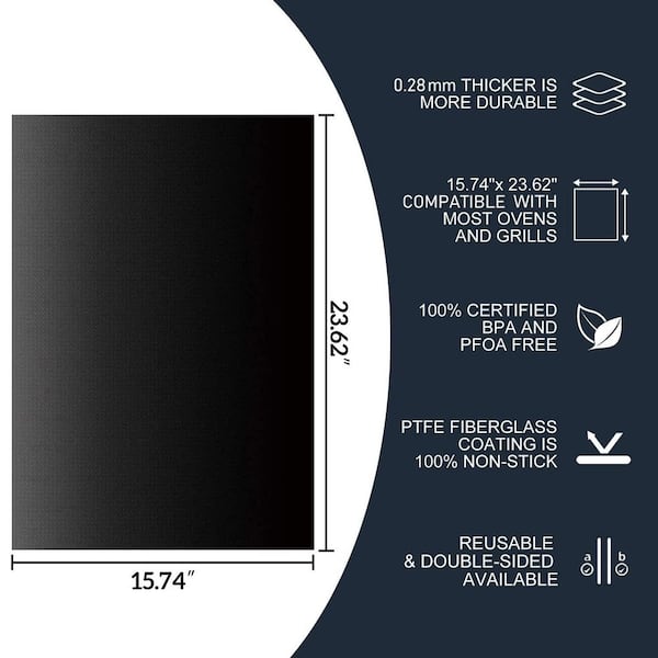 15.74 in. x 23.62 in. Teflon Oven Liners for Bottom of Oven, Protecting Oven Floor, and General Kitchen Cooking (2-Pack)