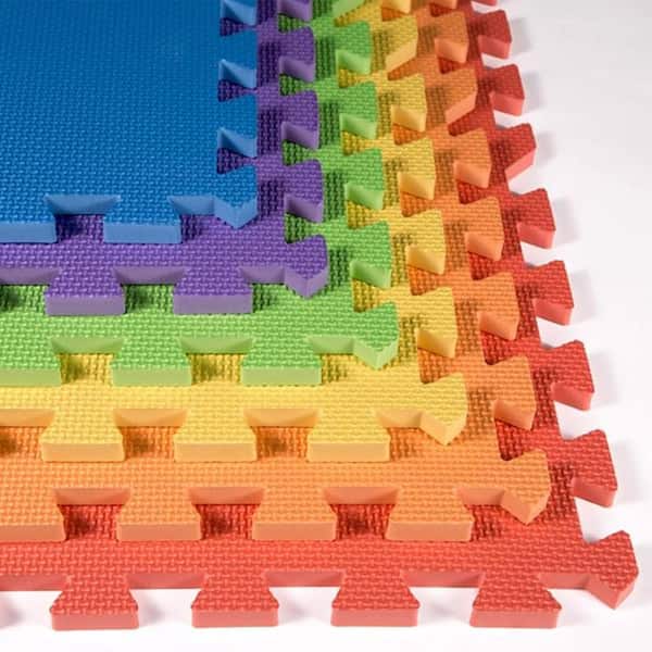 FLOORINGINC Rainbow Play Mats 24 in. W x 24 in. L x 1/2 in. T Soft EVA Foam Rubber Play Mat (6 Tiles/24 sq. ft.)