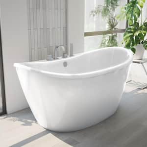 Caspian 60 in. x 32 in. Acrylic Freestanding Flatbottom Soaking Bathtub in White