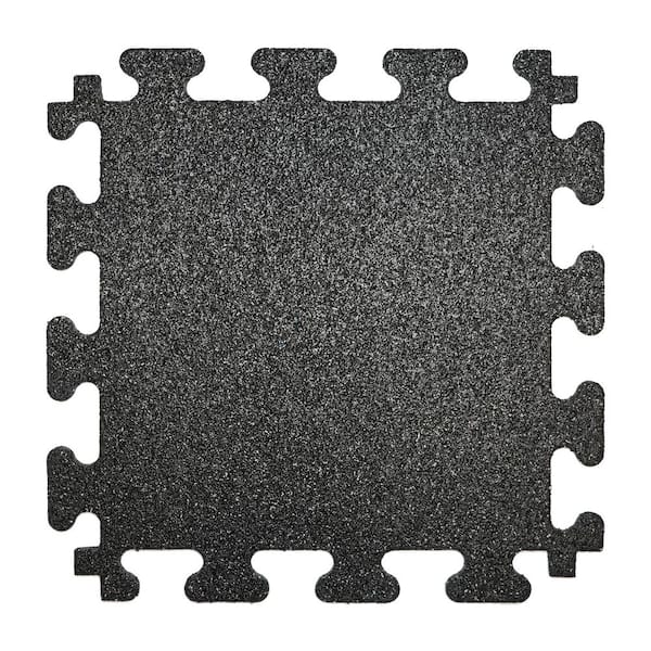 Rubber Gym Tiles with Gray Colored Flake 18 in. x 18 in. 8mm Thick Interlocking Tile (6 Tiles/Case) (13.875 sq. ft.)