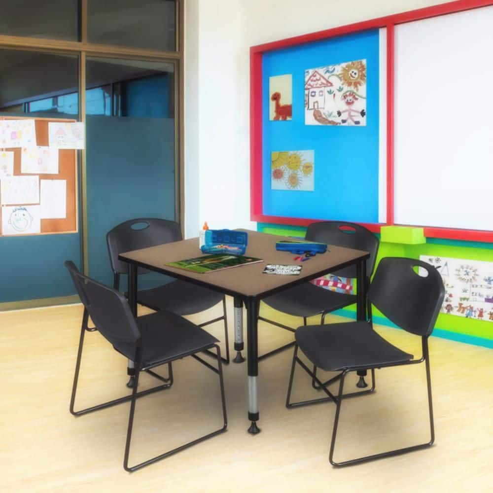 Kee 42 in. Square Noble Oak Height Adjustable Classroom Activity Table Desk with Black Base price history on PriceWatchPro