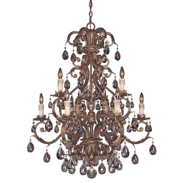 Illumine 9-Light New Tortoise Shell with Silver Chandelier with Clear Crystals