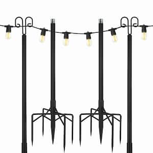 108 in. Black Outdoor String Light Poles Stand for Patio Fence Garden Deck Bistro Backyard (2-Pack)