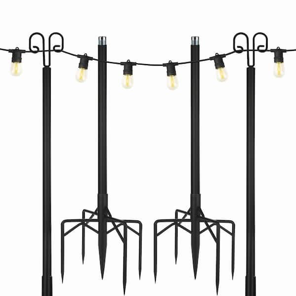 Unbranded 112 in. Black Metal Outdoor Shepherd's Hook (2-Pack)