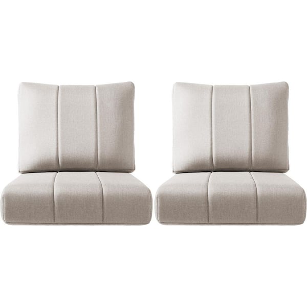 Ivora 24 in. W x 24 in. D x 6 in. T 4-Piece Water & Fade Resistant Outdoor Lounge Chair Replacement Cushion Set in Beige