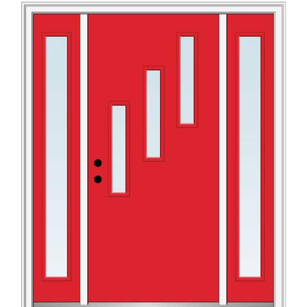 MMI Door 64.5 in. x 81.75 in. Davina Right-Hand Inswing 3-Lite Clear Low-E Painted Fiberglass Prehung Front Door with Sidelites