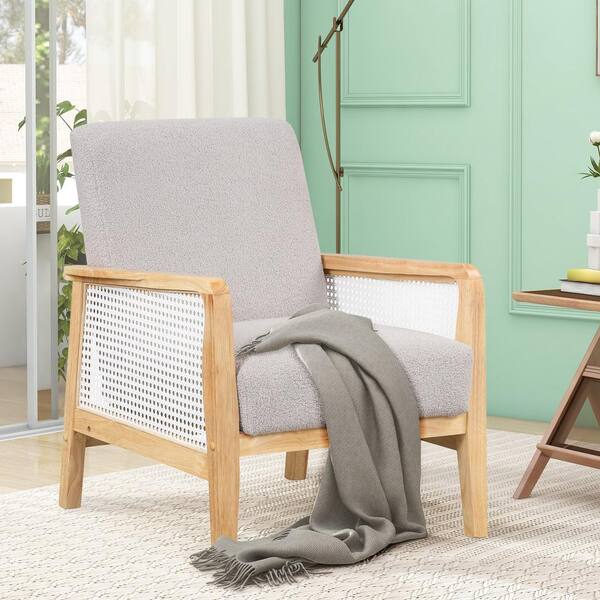 Aoibox 25.90 in. W Gray Short Plush Velvet Upholstered Armchair