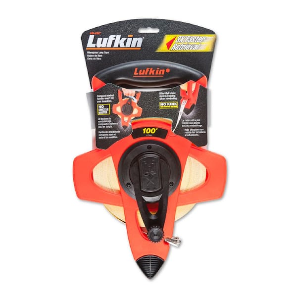 Lufkin 3-to-1 Speed Rewind 100 ft. SAE Fiberglass Long Tape Measure with 1/8 in. Fractional and 1/10th Decimal Scale