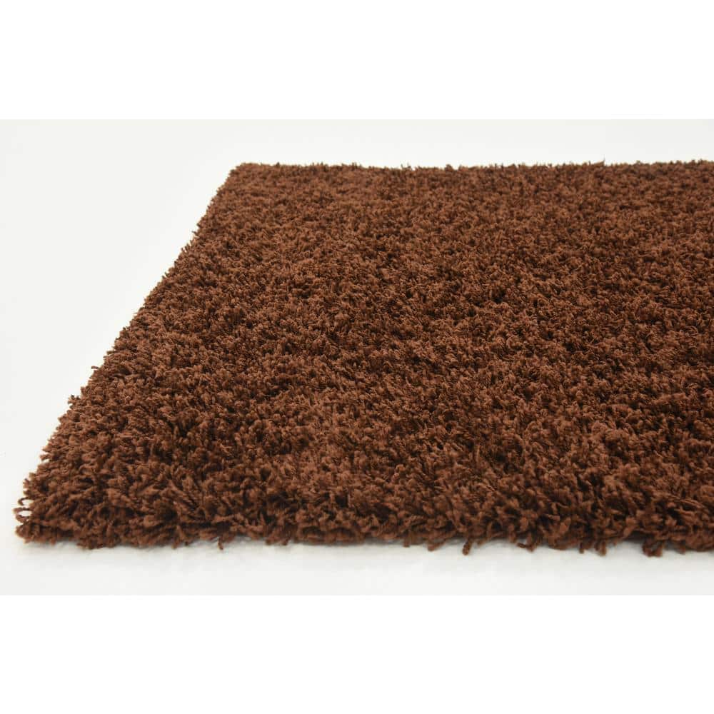 Chocolate Brown 4' x 6' Solid Shag Area Rug