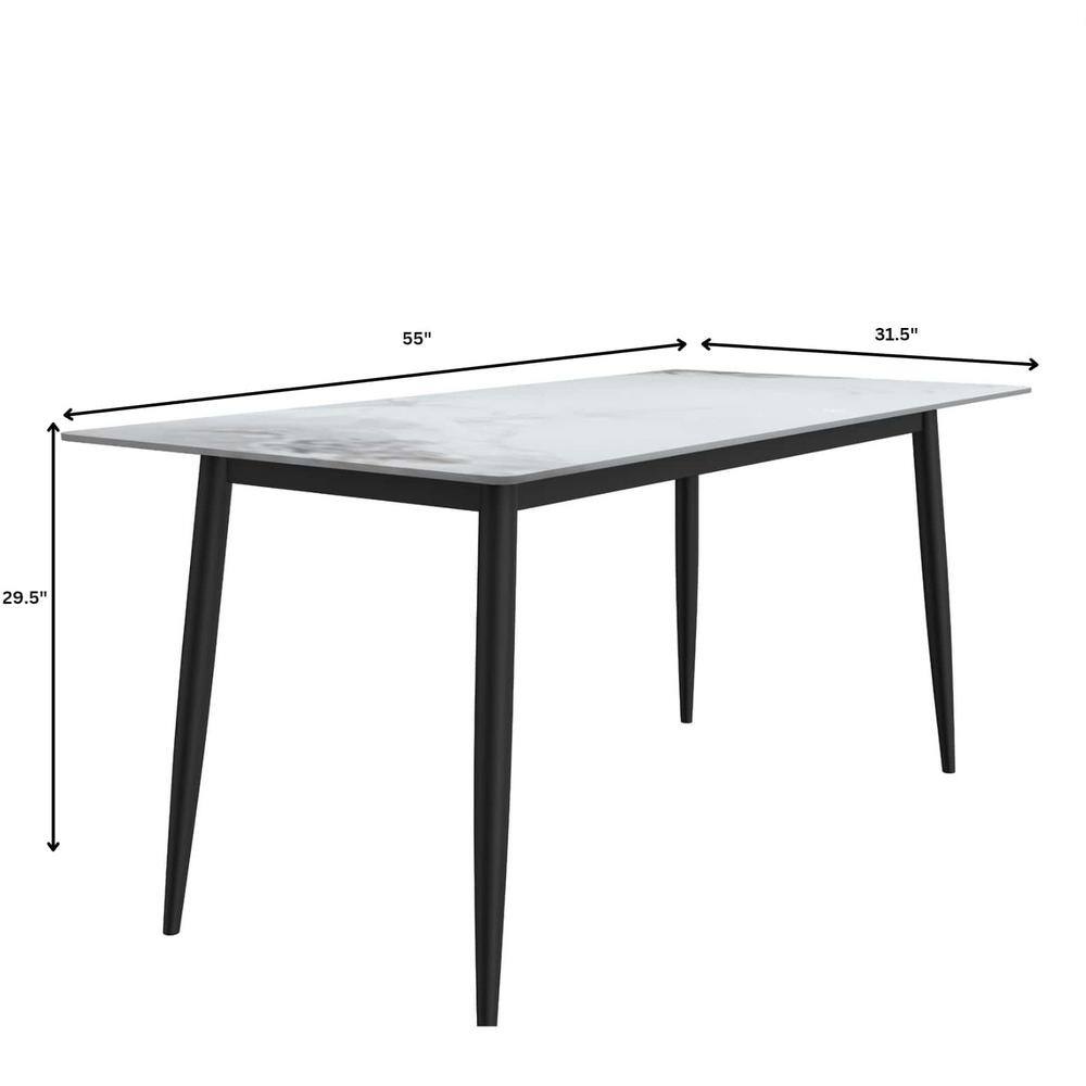 Medium Grey Glass Top Dining Table with Black Steel Base