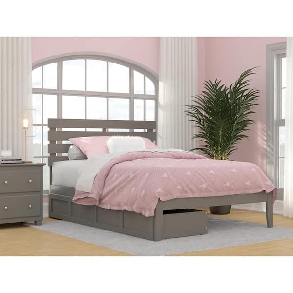 AFI Oxford Grey Full Solid Wood Storage Platform Bed with USB Turbo Charger and 2 Drawers