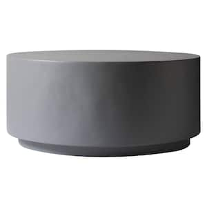 Minimalist Side Table with Assembled 36 in. Round Modern Fiberstone Top Accent Table for Terra Series in Grey