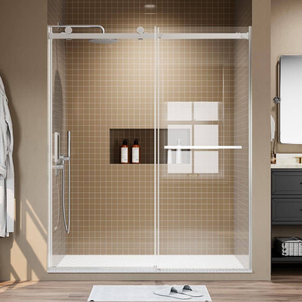 HMMHVV 60 in. W x 72 in. H Frameless Alcove Sliding Shower Door ...
