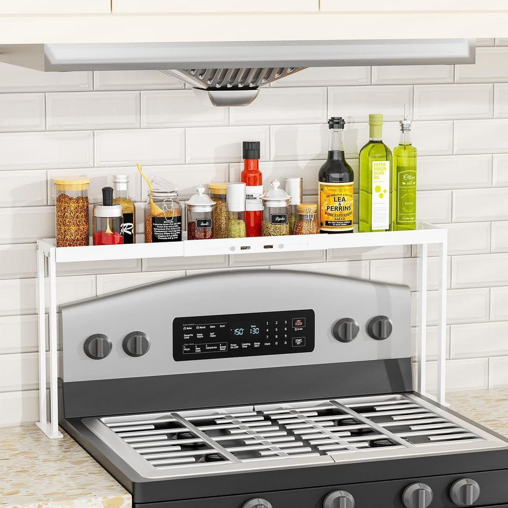 Wudkey Spice Rack Shelf for Kitchen Stove, 4 Level Adjustable Height ...