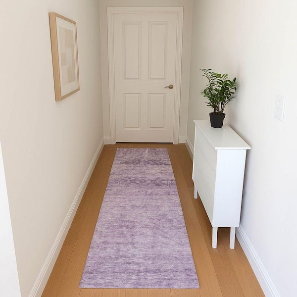 Mayfield Premium Machine Washable Abstract AMF1647 Plum 2 ft. 3 in. x 7 ft. 6 in. Runner Rug