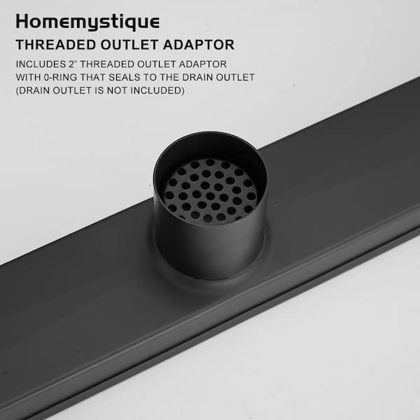 24 in. Matte Black Stainless Steel Linear Shower Drain with Tile Insert and Slot Pattern